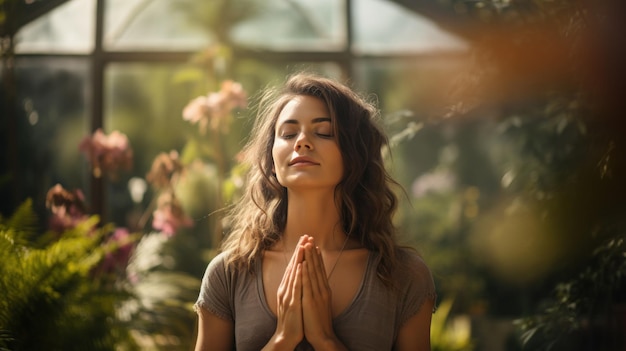 Op een gedetailleerde foto is een vrouw te zien die yoga doet