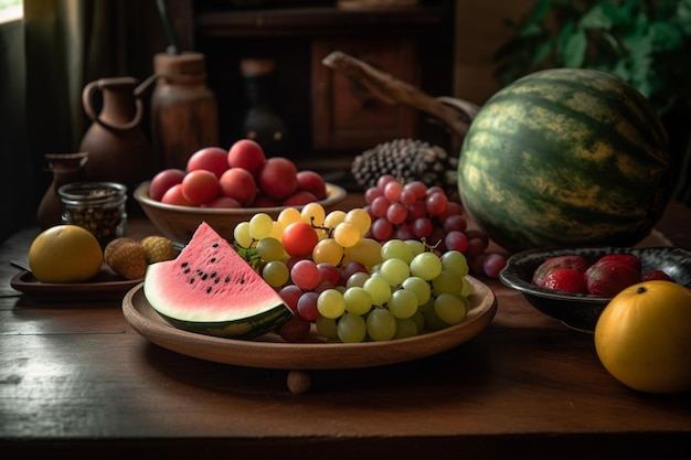 op een houten tafel soorten seizoensfruit