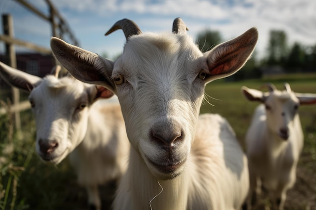 Op een kleine boerderij in Ontario, Canada zijn alpen- en Saanan-melkgeiten