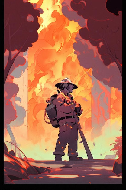 Op een poster voor de brandweerman staat dat het een brandweerman is.