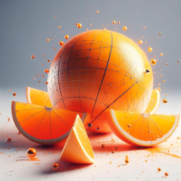 op een witte oranje achtergrond digitale kunst 3D rendering