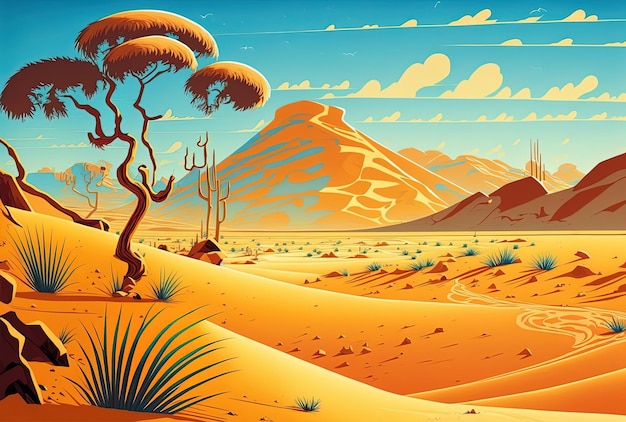 Op een zonnige dag kan een brede opname van woestijnzandduinen worden gezien