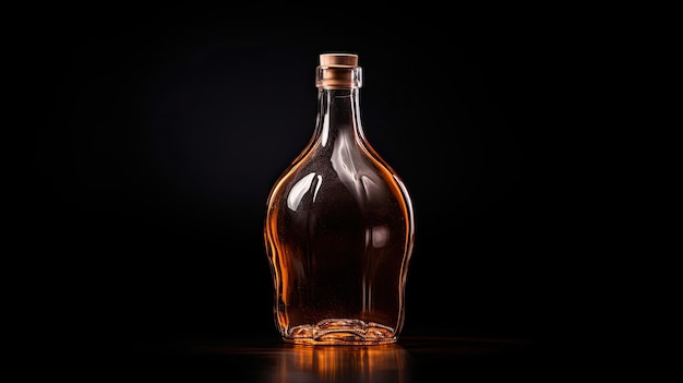 op een zwarte achtergrond wordt een fles whisky weergegeven.