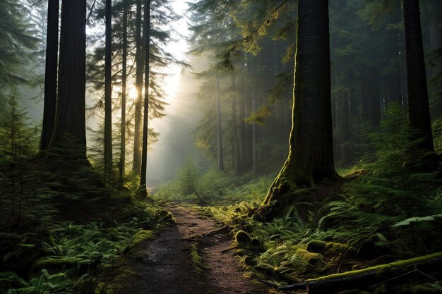 op het pad in het bos Generative Ai