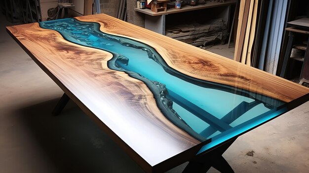 Foto op maat gemaakte tafel epoxy rivier tafel