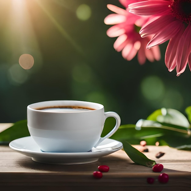 Op tafel op tafel Koffie in een kopje