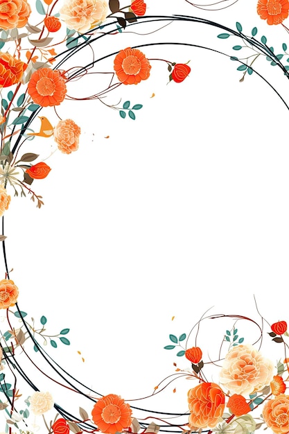 Op witte achtergrond Floral grens met kleurrijke bloemen en bladeren