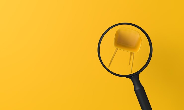 Foto op zoek naar een nieuwe baan bureaustoel met vergrootglas wervingsconcept d render