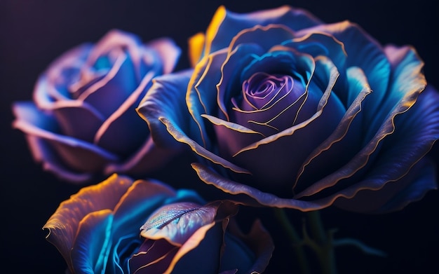 Opal roses in a dark background