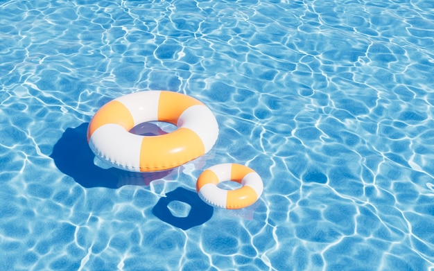 Opblaasbare zwemring zomer en zwemthema's 3D-rendering