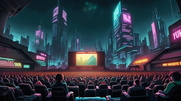 Open air cinema in a future world