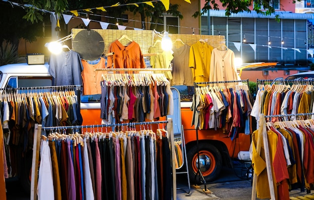 Open air clothing store Sale of clothing in the old school style