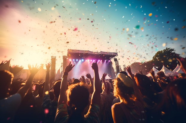 Open air music festival crowd in front of the stage 1