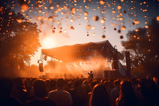 Open air music festival crowd in front of the stage 1