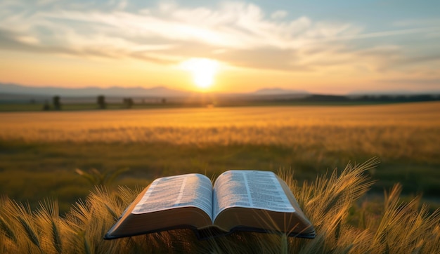 An open Bible in the field