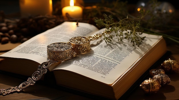 Open bible and wooden cross