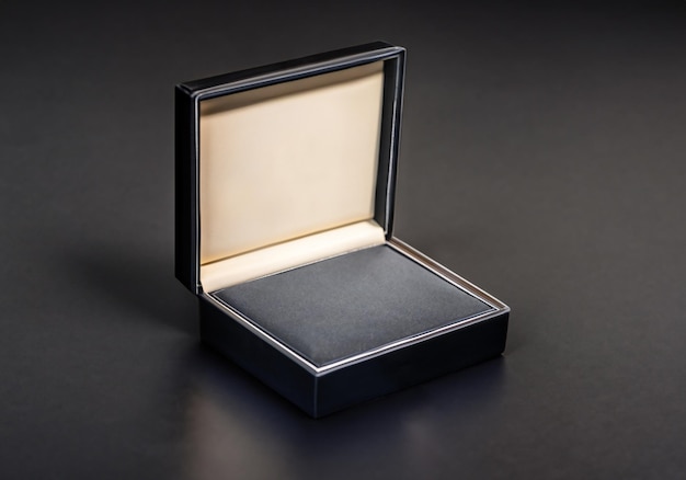 Photo open black empty jewelry box mockup template for bijouterie sale advertisement ai generative