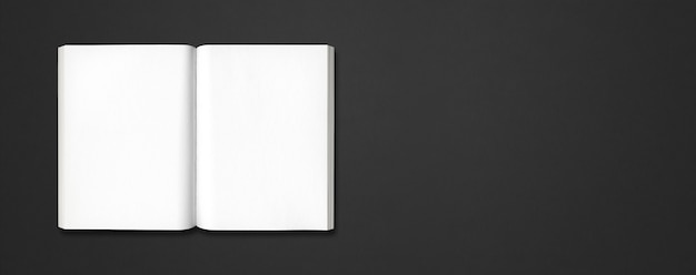 Photo open book isolated on a black banner