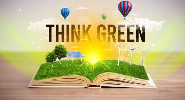 Photo open book renewable energy concept