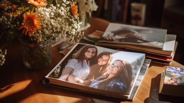 Photo open book resting on table