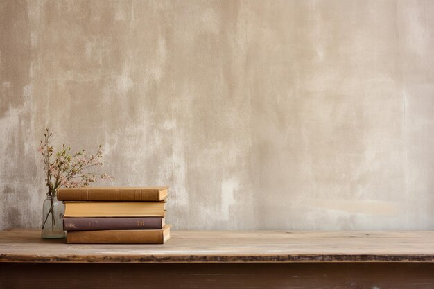 Open book on table against wall