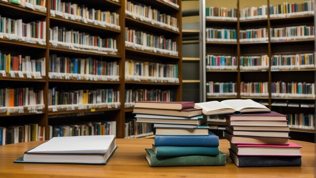 Open book on top of stacked books on desk