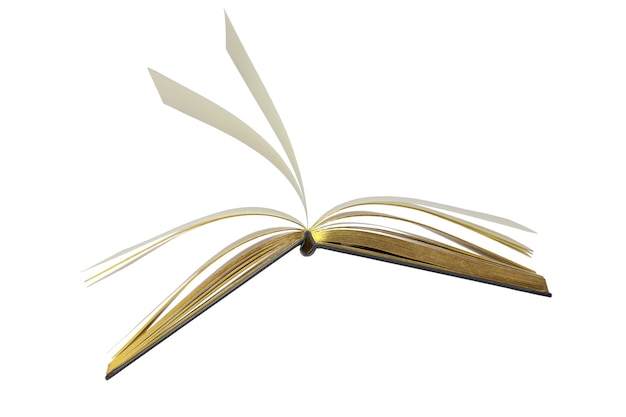 an open book with beige pages in a hard cover clipping isolate on a white background