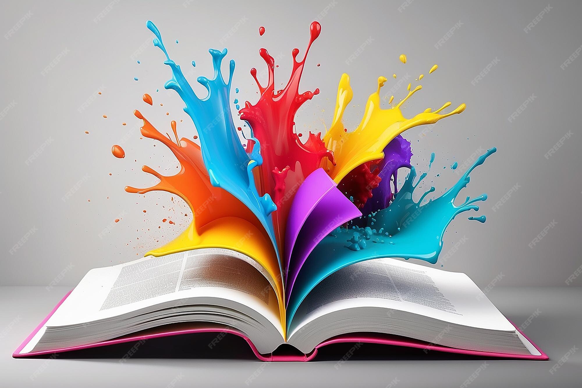 Premium Photo | Open book with color splash Image for your design