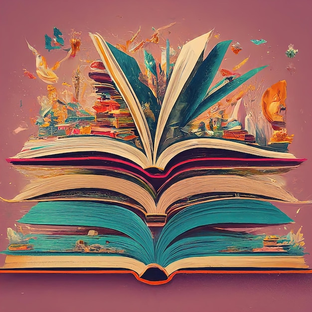 Premium Photo | Open book with colorful pages on the table