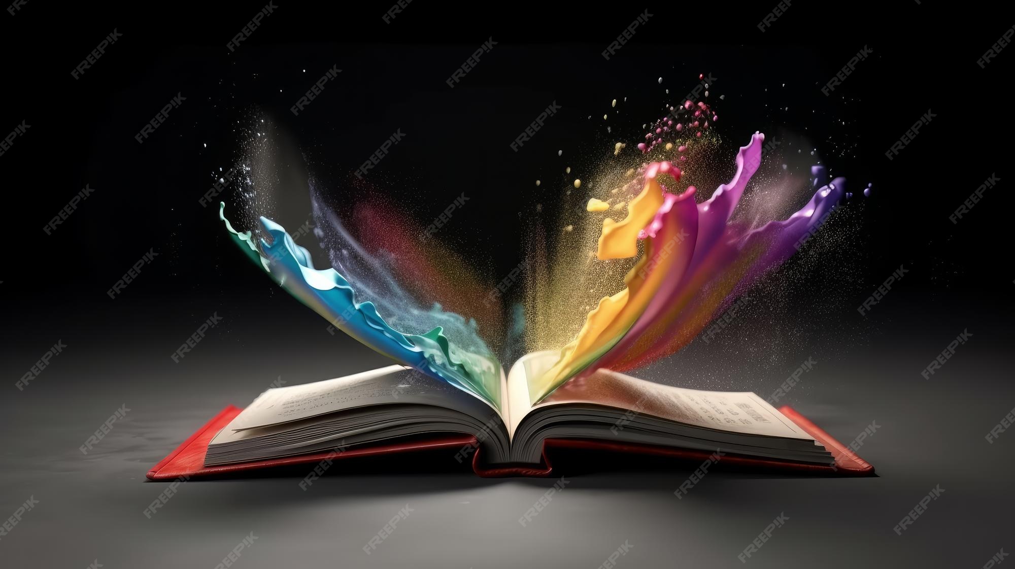 Premium Photo | Open book with colors flying out of it open book colors ...