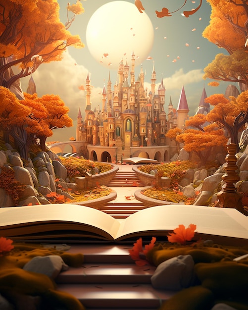 Open Book with Fantasy Ambience Background