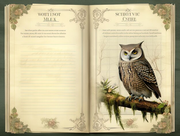 an open book with an owl and the words  grubby  on the page