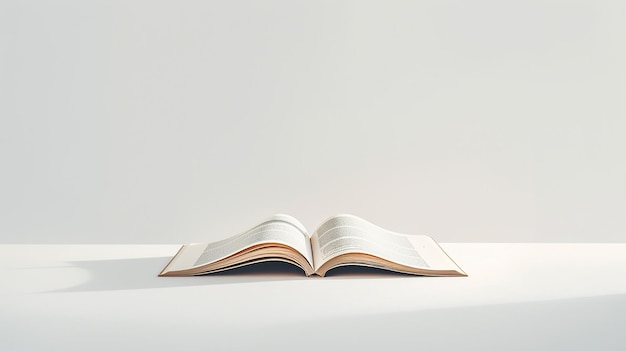 an open book with the pages open on a white table.