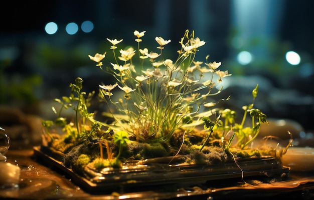 An open book with a plant growing out the sides