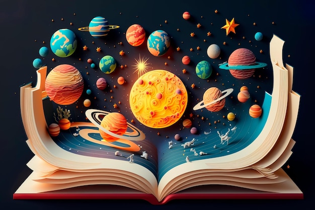 Open book with starry sky Astrology Generative AI