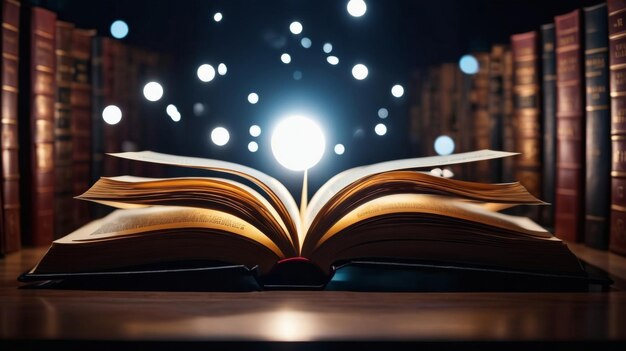 Open Book on Wooden Table