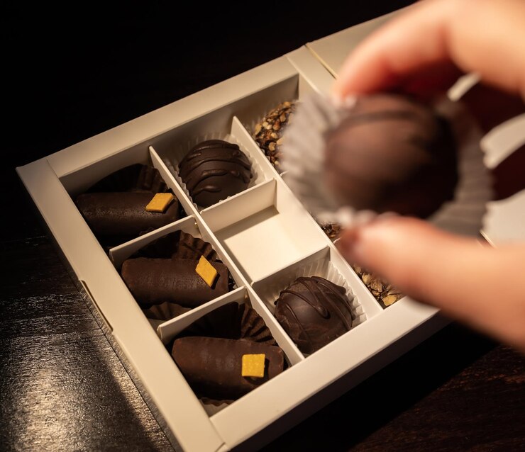 開いたチョコレートの箱