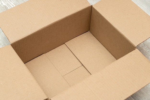 Open cardboard box for packaging close up