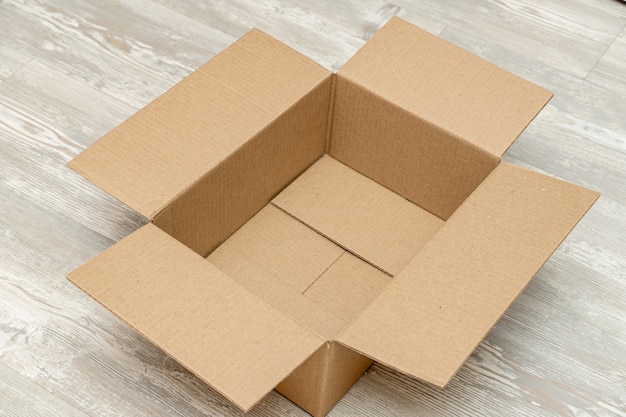 Open cardboard box for packaging close up