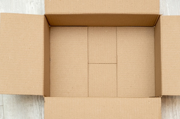 Open cardboard box for packaging close up