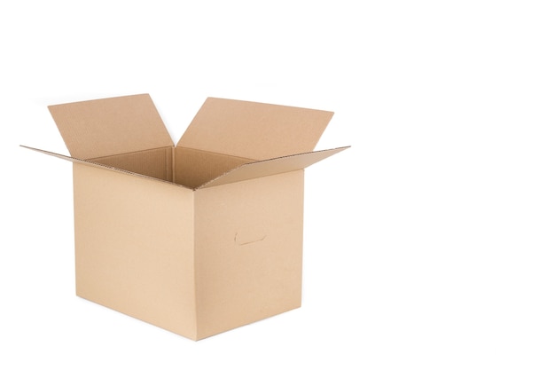 an open cardboard box on a white background