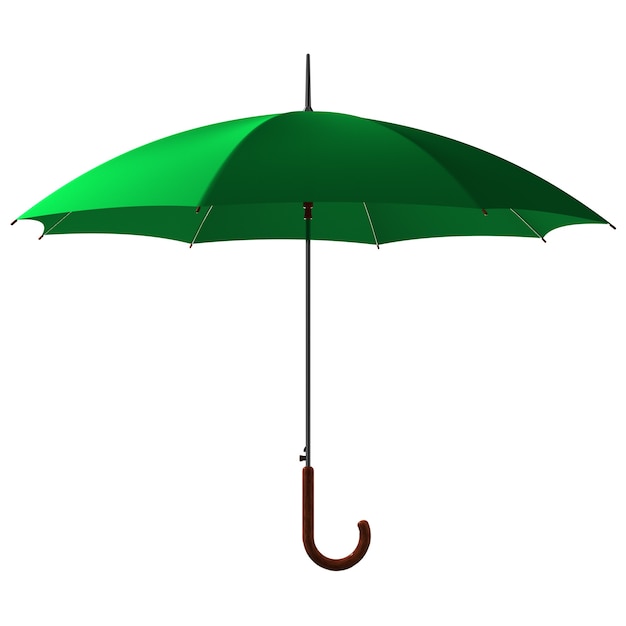 Open classic green umbrella stick