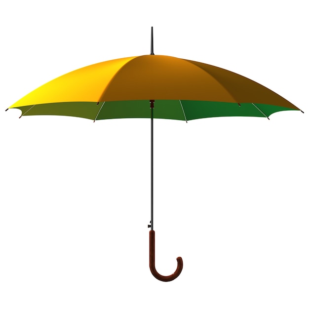 Open classic yellow - green umbrella stick