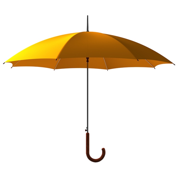 Photo open classic yellow umbrella stick