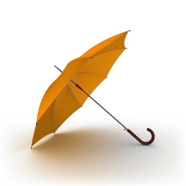 Open classic yellow umbrella stick