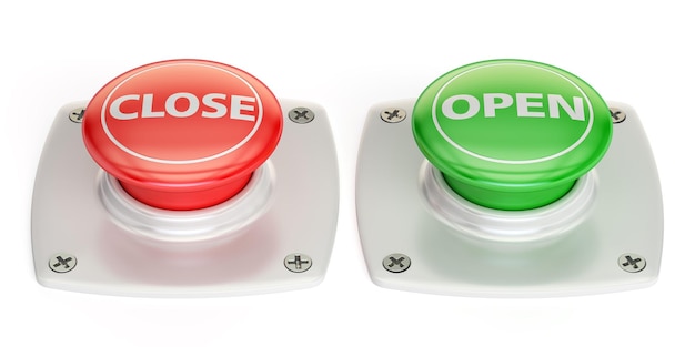 open and close push button 3D rendering