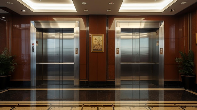 open and closed elevator in lobby simple design