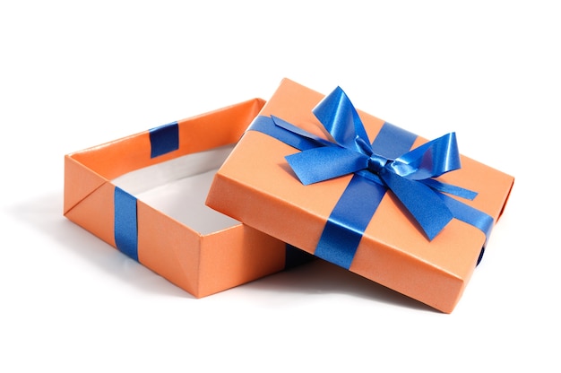 Open color gift box isolated