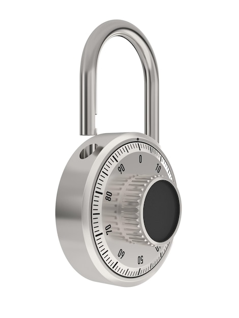 Open combination padlock on white background Isolated 3d illustration