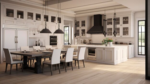 Open Concept Kitchen with White Appliances